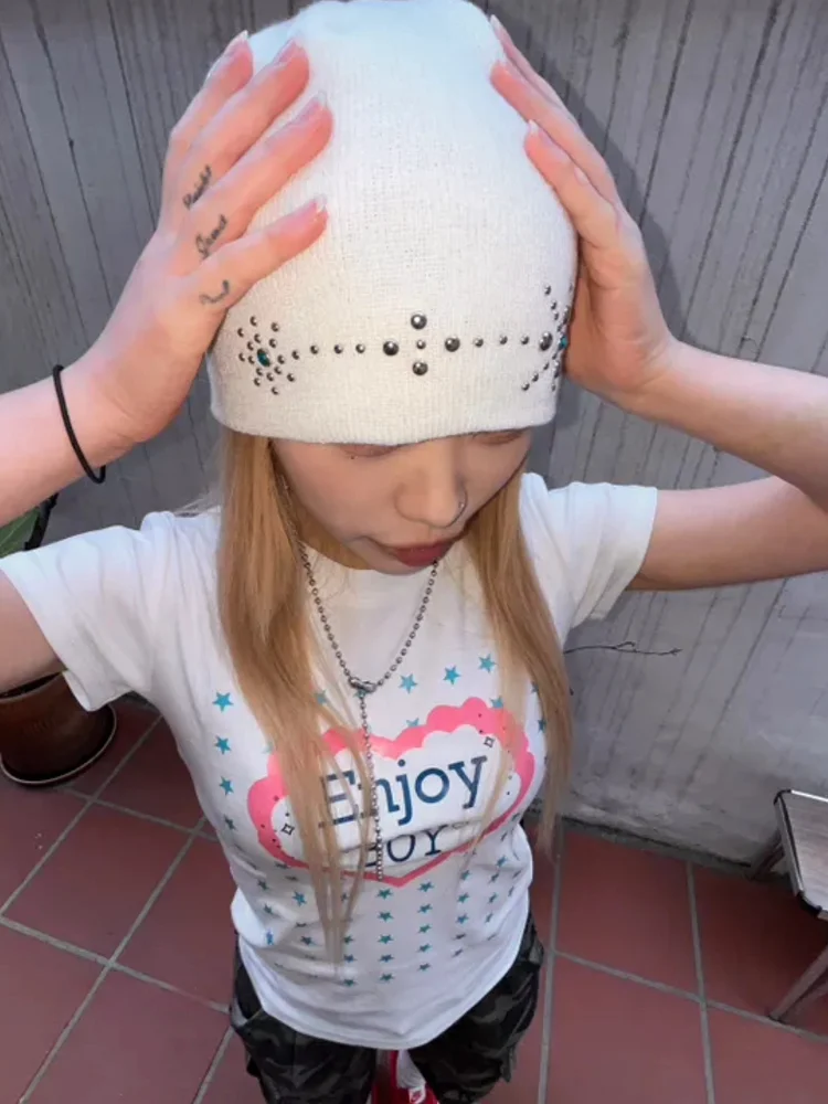 فريد من نوعه SEI جوهرة برشام تصميم عارضة Y2K تنوعا محبوك قبعة باردة Personali اليابانية Sle الرجعية متعددة الوظائف الترفيه K... #1