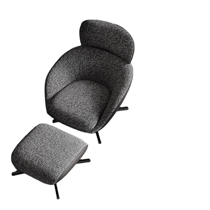 # Modern Low-key High Quality Metal Frame Fabric Cover Revolving Living Room Lounge Chairs Ottoman Set