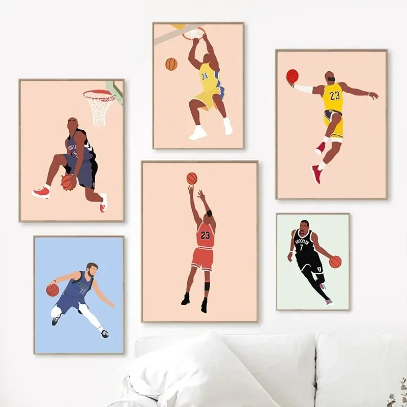 Minimalist Famous Basketball Player Super Star Abstract Sport Portrait Poster Canvas Painting Wall Art Room Home Decor Gift
