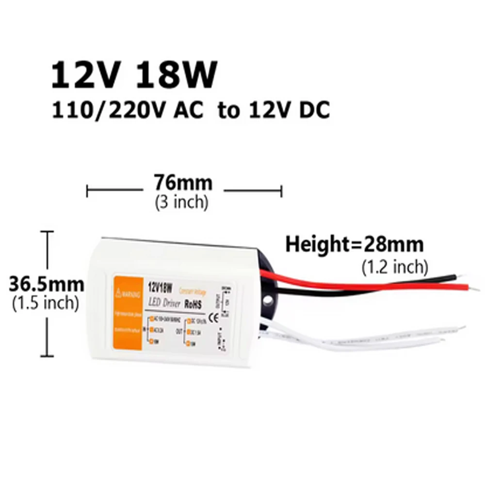 12V LED Driver AC 110V 220V to DC 12V Power Supply 18W 28W 48W 72W 100W 12 Volt Power Adapter LED Strip Lighting Transformer