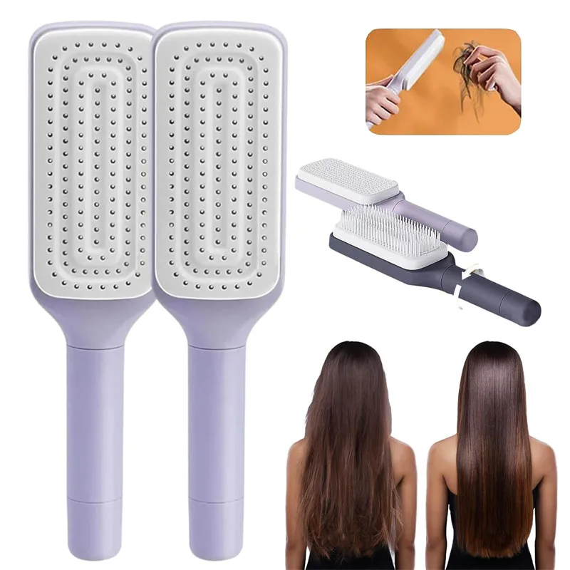 Rotatable Self Cleaning Hair Brush One-key Cleaning Hair Loss Air Cushion Scalp Massage Comb Anti-static Hair Smoothing Comb