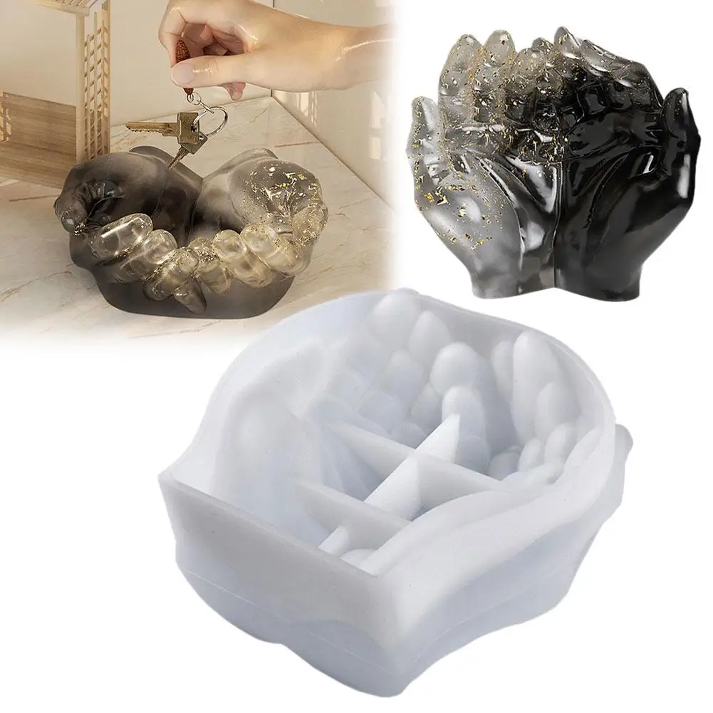 Resin Crystal Glue Two-handed Plate Realistic Multi-functional Ashtray Mold Storage Thickened Plaster Candle Box Silicone D4D6