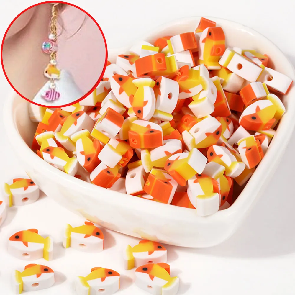 20/50/100 Uds cuentas espaciadoras en forma de pez naranja, cuentas decorativas de animales marinos, pulseras DIY, accesorios de regalo de Navidad para el Día de San Valentín