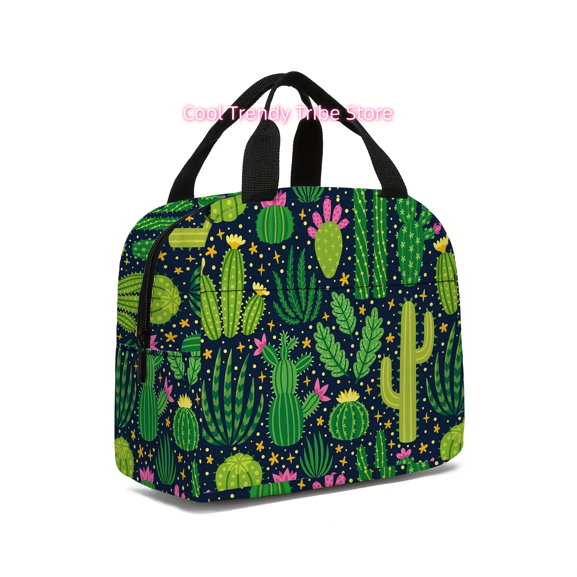 Cactus Print Lunch Bag, Insulated Tote Bag, Portable   Ice Pack, Multi-Function Lunch   Unisex Insulated Ba