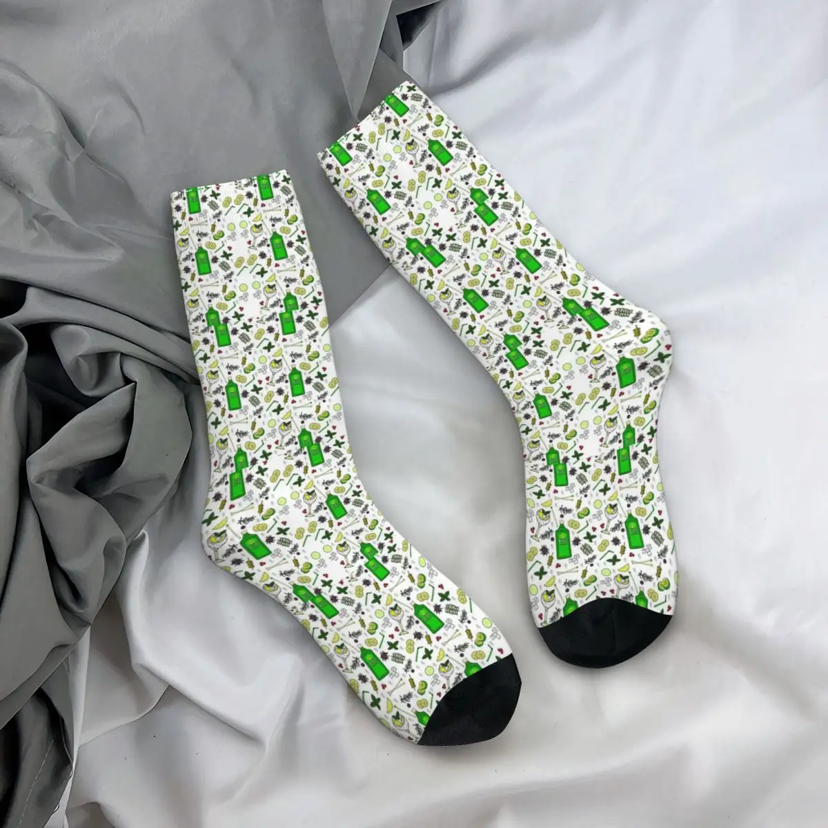 Gin And Tonic Pattern Gin O'Clock Cocktails Men Women Socks Windproof Novelty Spring Summer Autumn Winter Stockings Gift