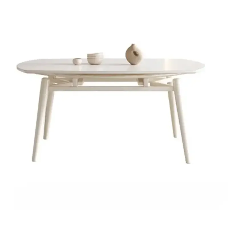 

Modern Living Room Table Dining Salon Event Round Extendable Folding Dining Table Set Kitchen White Tavolo Pranzo Furniture