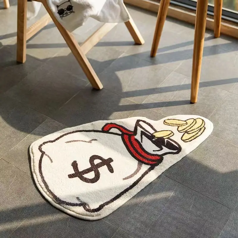 

Creative Imitation Cashmere Floor Mat Special-shaped Door Mat Bathroom Toilet Absorbent Foot Mat Cartoon Dollar Bill Floor Rug