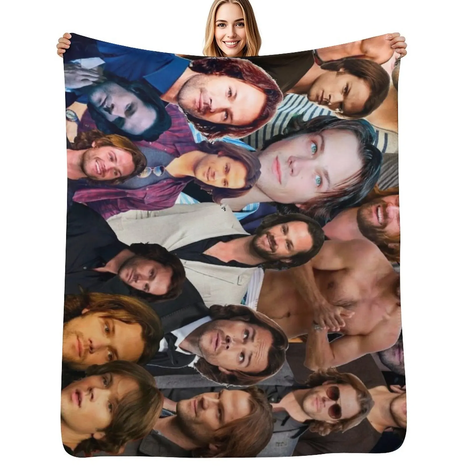 Jared Padalecki Photo Collage Throw Blanket Warm Plush Fuzzy Blanket for Living Room
