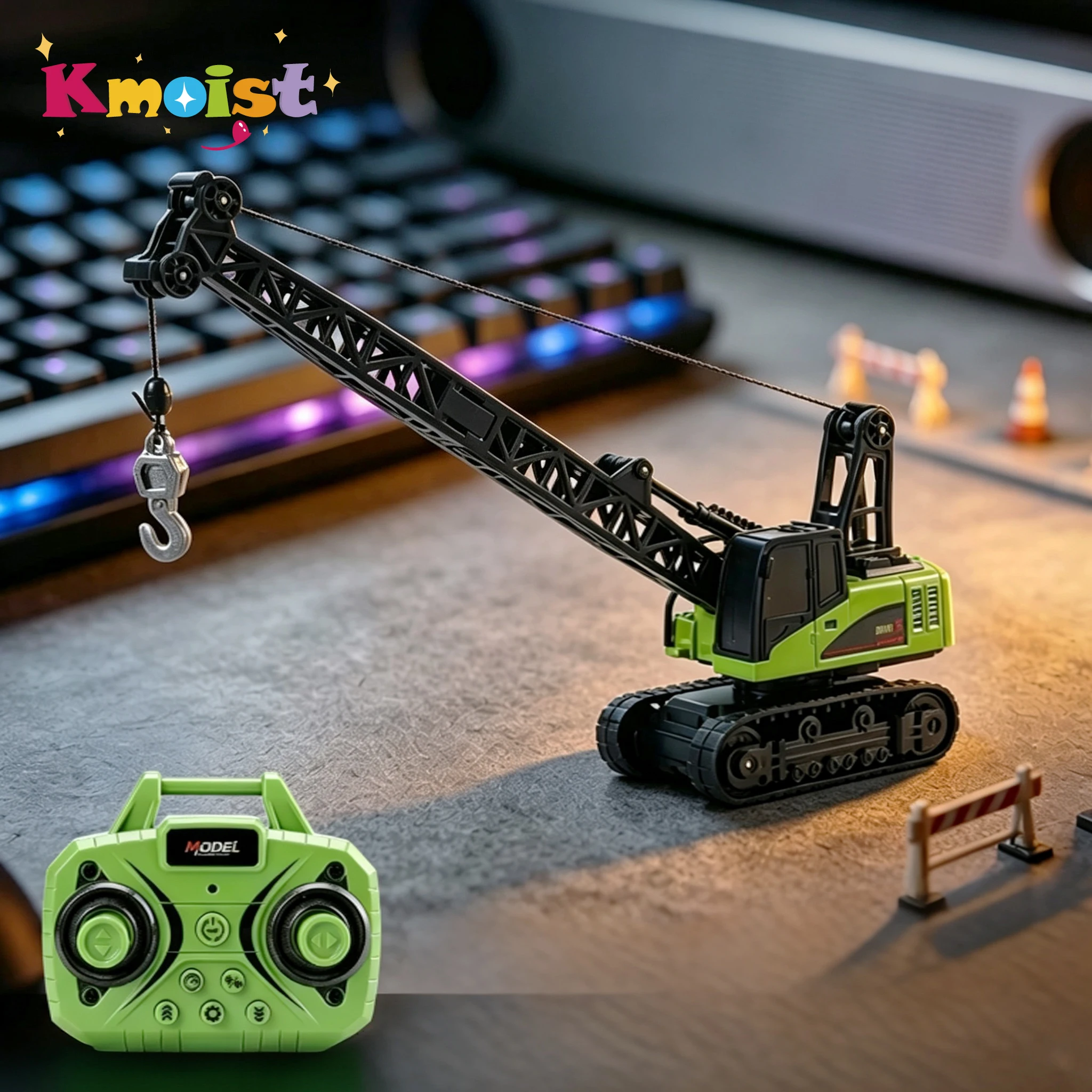 1:64 Desktop RC Engineering Vehicle 10CH Sound and Light Mini 2.4G Remote Control Alloy Crane Toys for Boys Kids Birthday Gifts