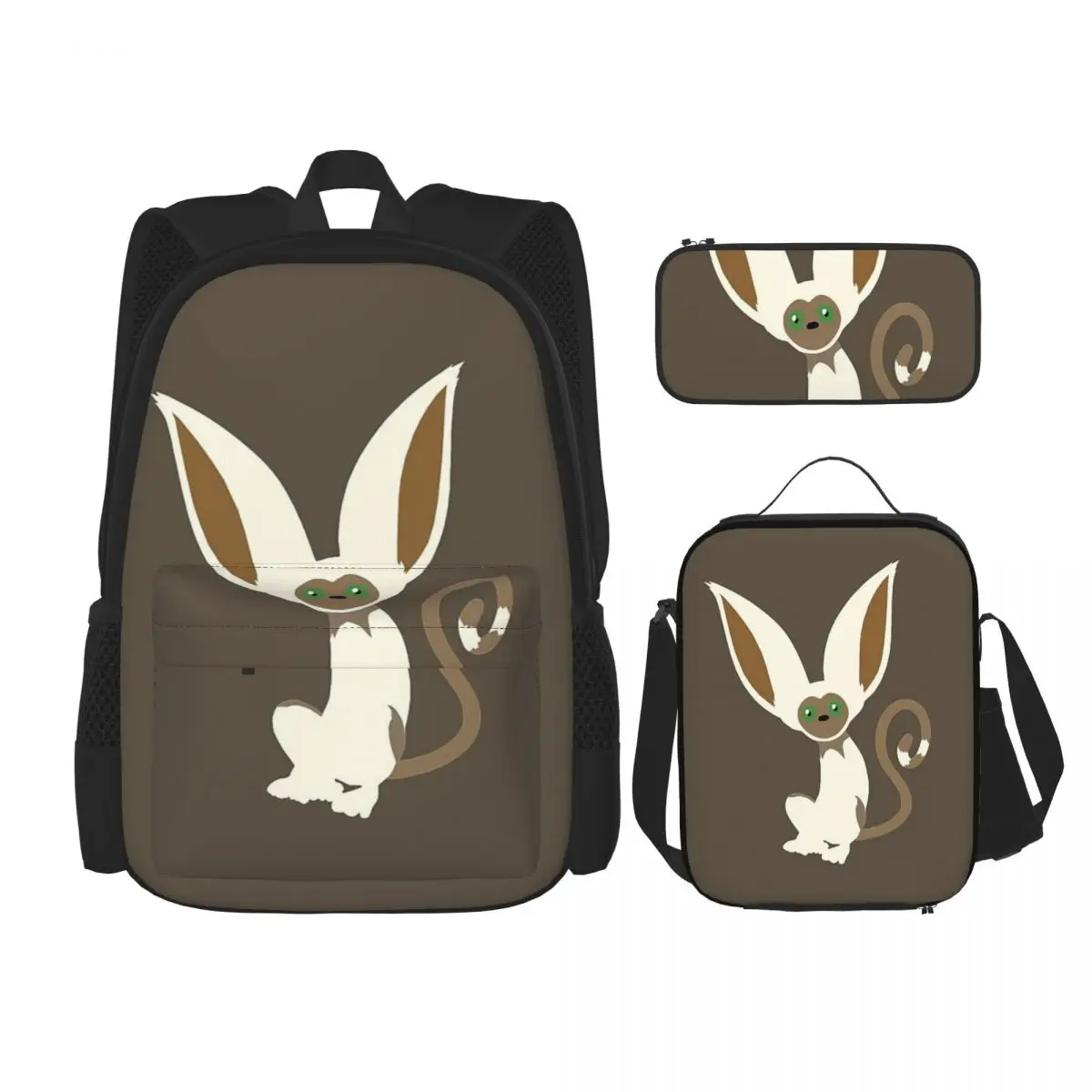 

Momo - Avatar The Last Airbender Backpacks Boys Girls Bookbag Children School Bags Rucksack Lunch Bag Pen Bag Three-Piece Set