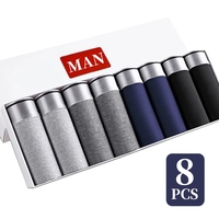 8Pcs/Men's Underwear Sexy Men's Boxer Shorts Solid Color Black Crotch Cotton Breathable  Sturdy Men's Underwear Plus Size L-5XL