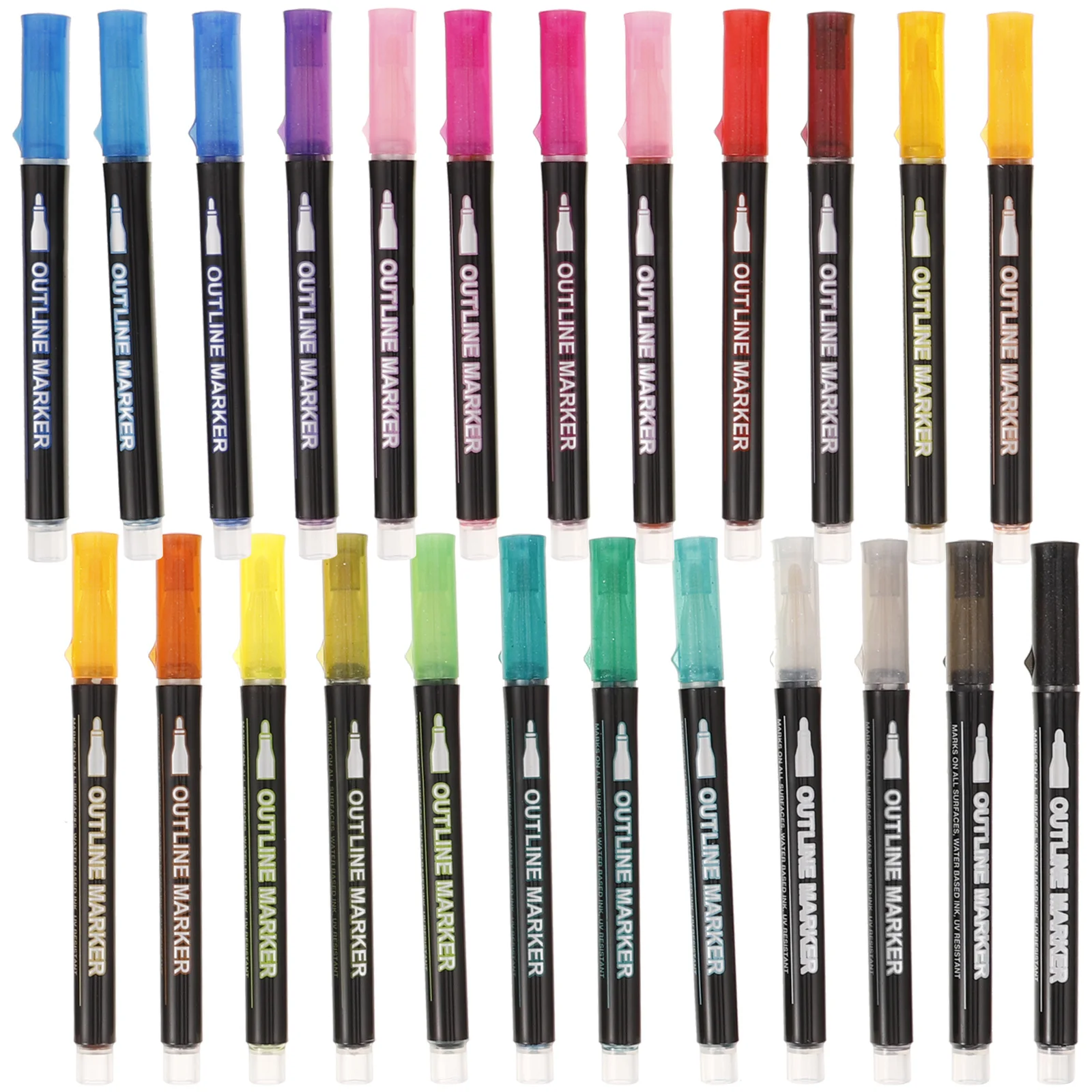 24 قطعة علامات بريق خط مزدوج متعدد الوظائف أقلام تمييز لدراسة الملاحظات الحرف الفنية Diy بها بنفسك اللوازم المكتبية المدرسية