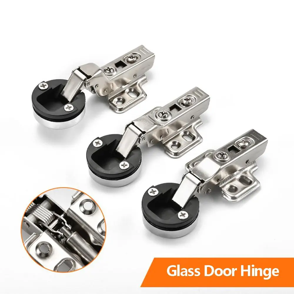 2PCS Glass Door Hinge Interior No Hole Connector Cabinet Hinge Clip Window Accessories Furniture Supplies Hardware