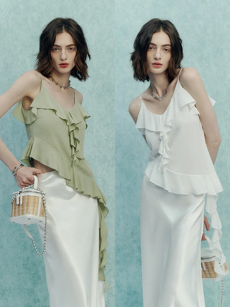 

Шелковый жилет SVLI из шифона 6 момме, романтичный, с принтом «Лотос», женский, летний, однотонный, универсальный, стильный