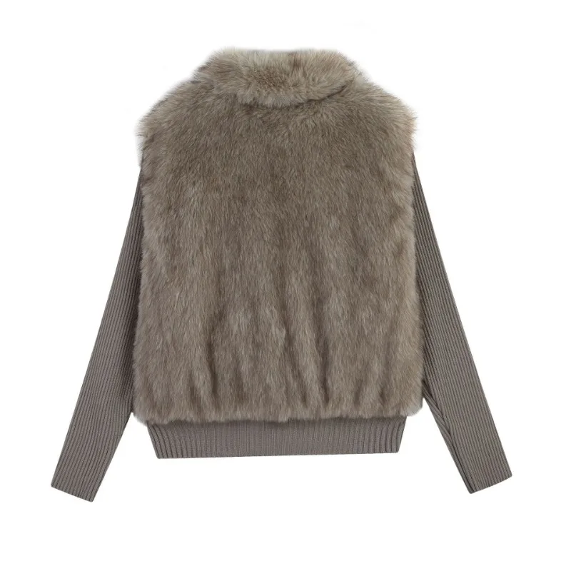 2026 Women Winter Jacket Knitted Splicing Imitation Mink Detachable Sleeves Cotton Padded Jacket Warm Female Parkas Outerwear