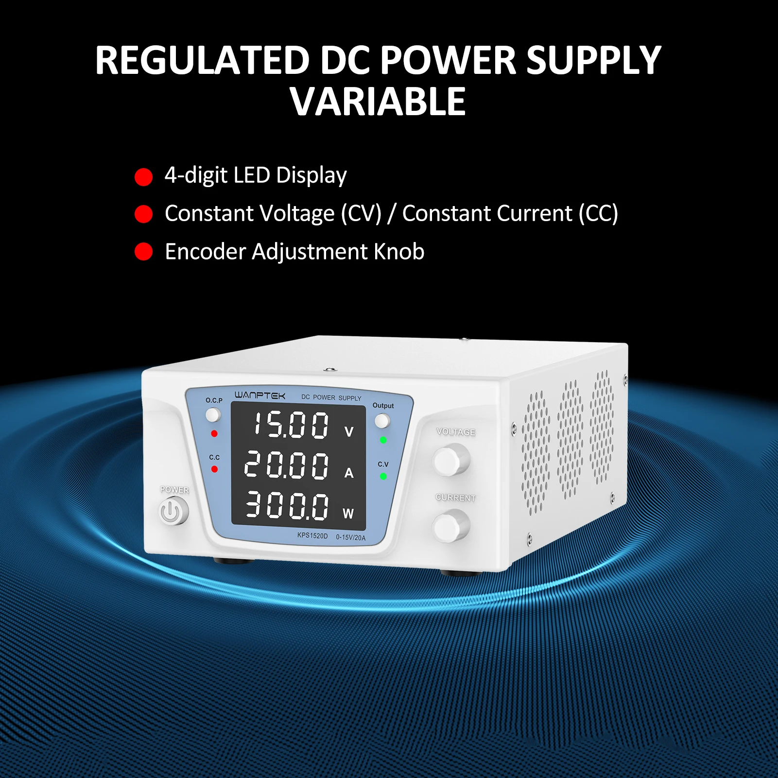 WANPTEK Desktop Switching Power Supply Laboratory DC Power Supply Adjustable Digital Voltage Regulator 30V 100A