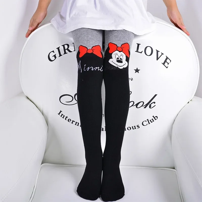 Disney Minnie Mouse Girls Leggings Cotton Autumn Winter Kids Cute Skinny Trousers Children Cartoon Warm Breathable Kawaii Tights