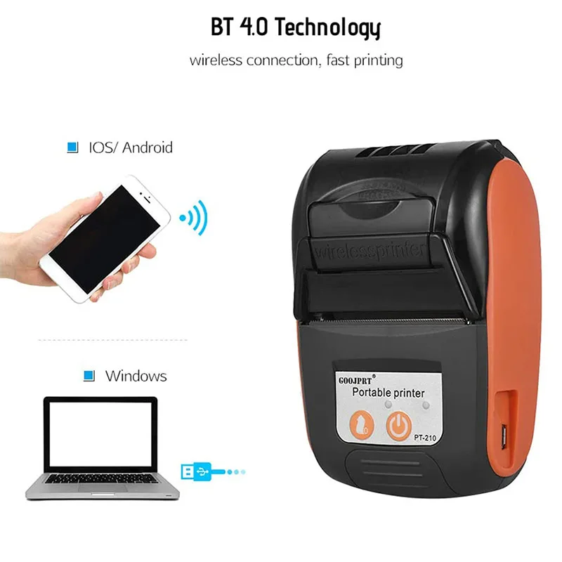 58mm Portable Thermal Printer Wireless Bluetooth Handheld Mobile Mini Small Receipt Label Printer Paper For Android IOS Windows