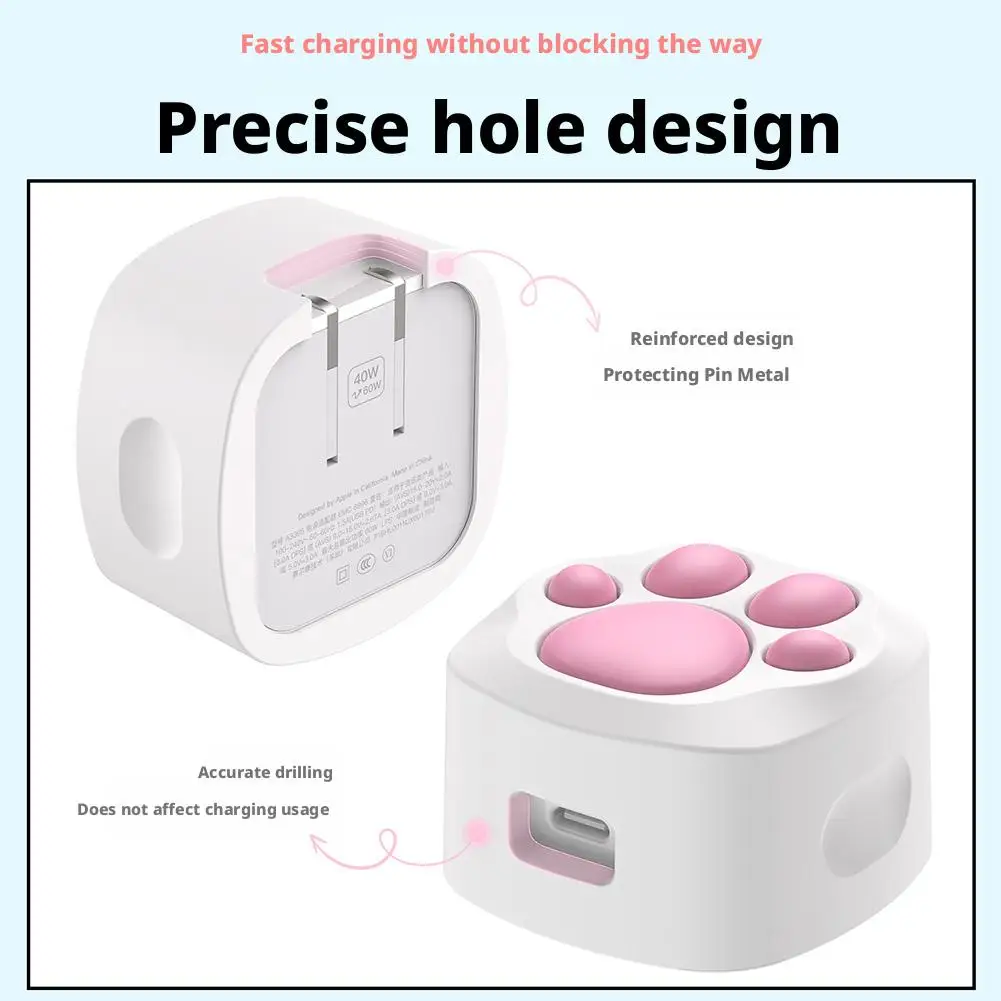Cute Cat Paw Charging Case For IPhone 40W Charging Head Cat Paw Design Compact Portable For Mobile Phones Charger Accessories