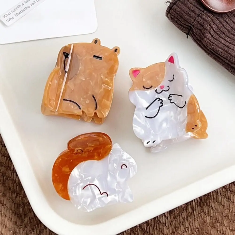 Sweet Cat Capybara Hair Clip Cartoon Creative Acetate Kitty Hair Claw Headwear Fashion Squirrel Hairpin Hair Accessories