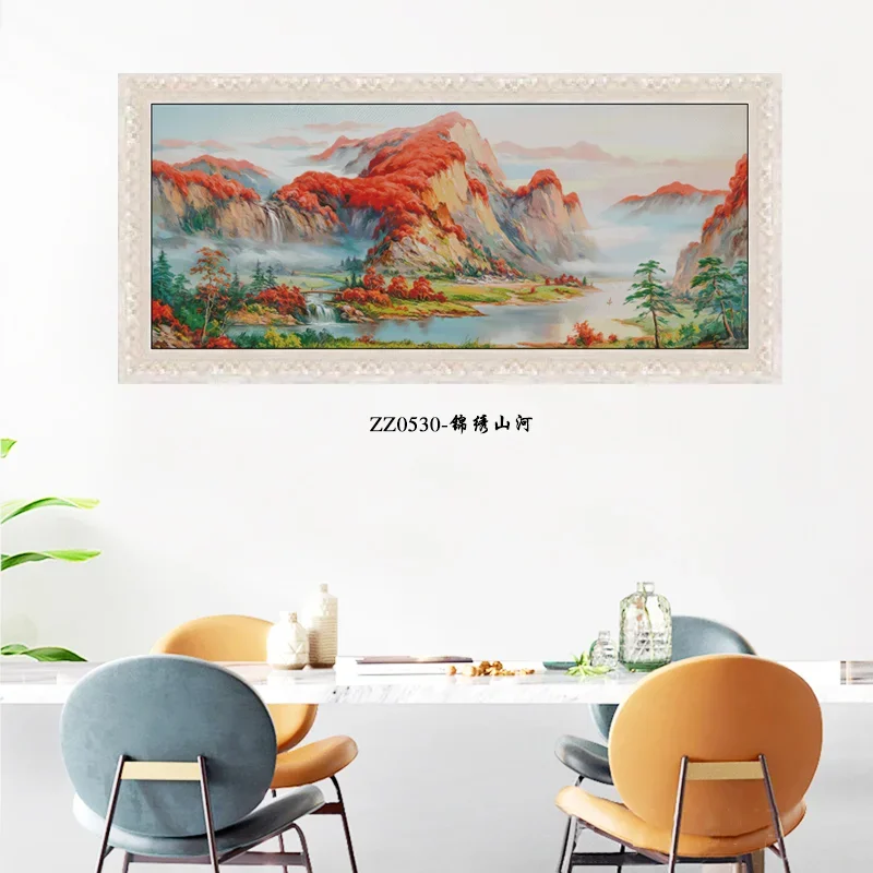 [ZZ0530-Splendid Mountains and Rivers] Stamped Cross Stitch Kit 14CT 16CT Printed Canvas Cotton Thread DIY Embroidery Wall Decor