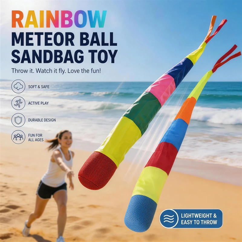 Rainbow Meteor Ball Soft Sandbag Toy Kids Outdoor Throwing Streamer Ball Lightweight Safe Play for Kindergarten Sports Team Game
