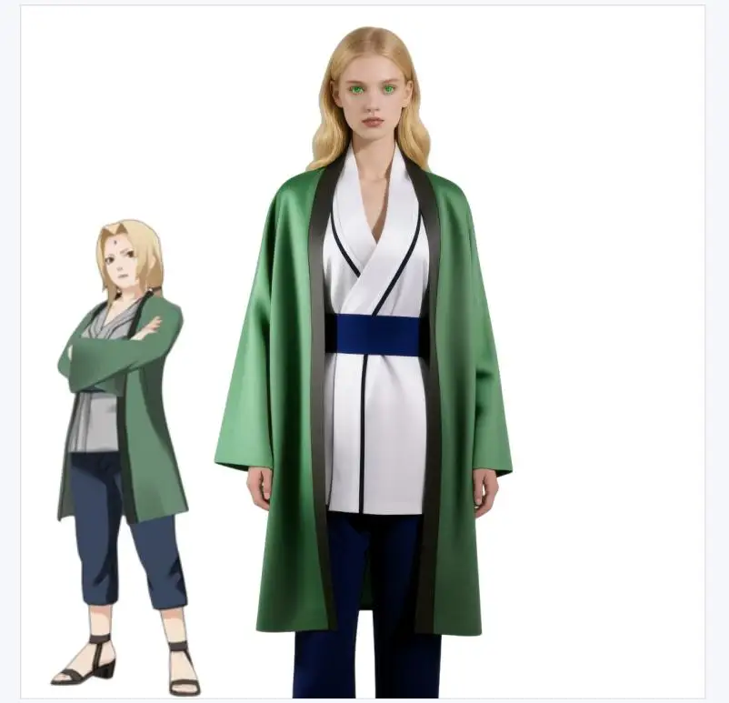 

Japanese Anime Cartoon Cosplay Costume New Hot Tsunade Girl Women Green Kimono Christmas Halloween Suit Carnaval Cartoon Uniform
