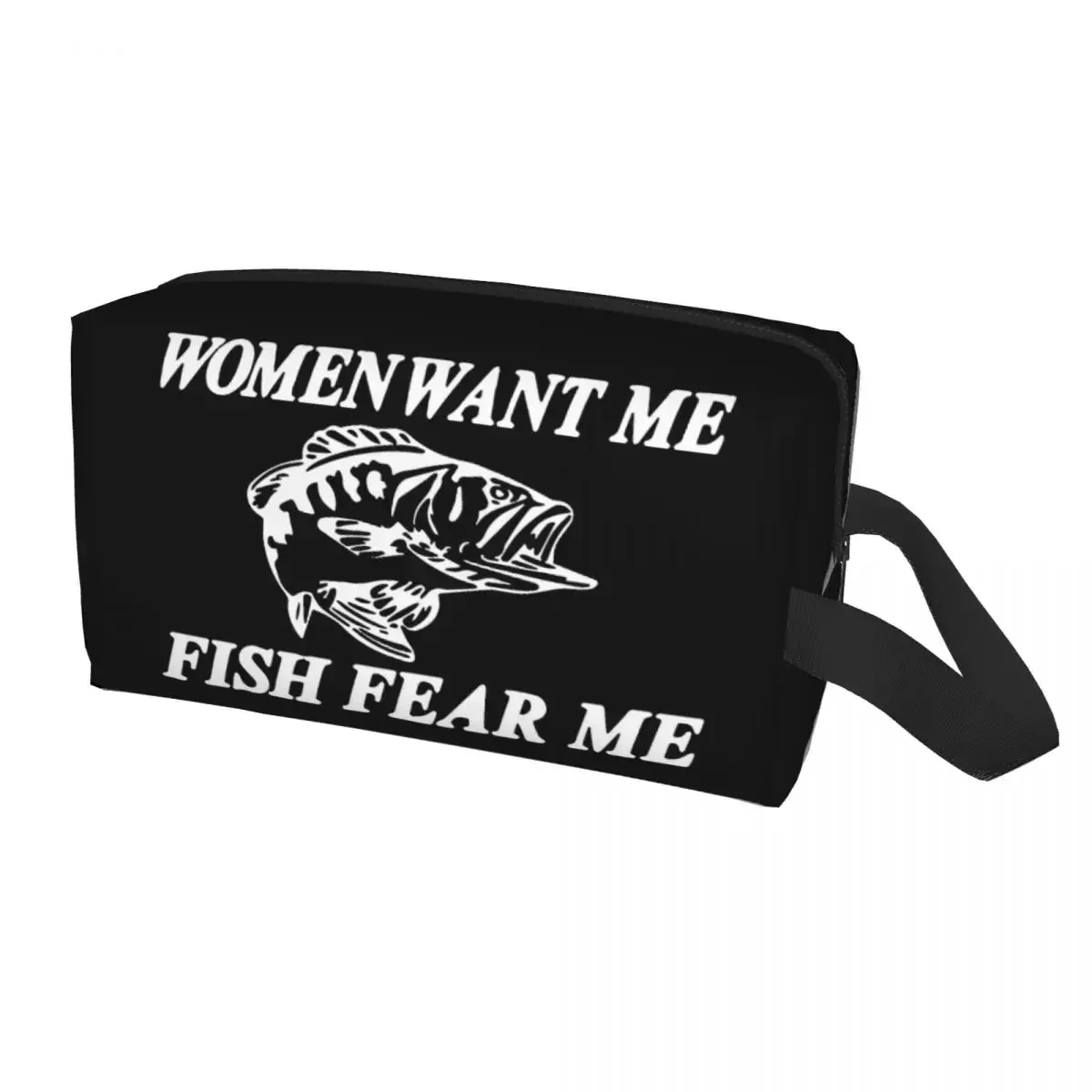 Want Me Fish Fear Me Toiletry Bag for Women Fishing Fisherman Cosmetic Makeup Organizer Ladies Beauty Storage Dopp Kit Case