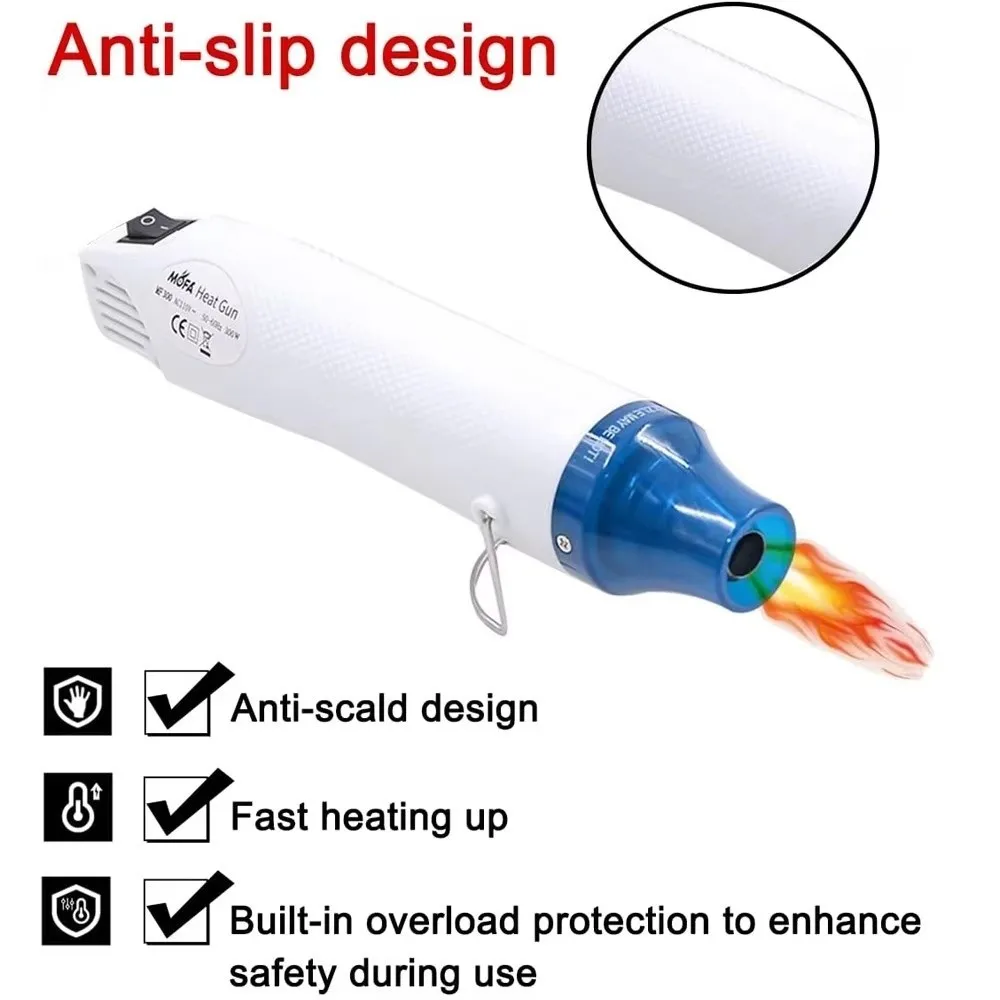 

Электрический электроинструмент 300 Вт, 220 В с поддержкой сиденья, горячий воздух, используемый инструмент «сделай сам», цветная пайка, температура, ремесленная воздуходувка