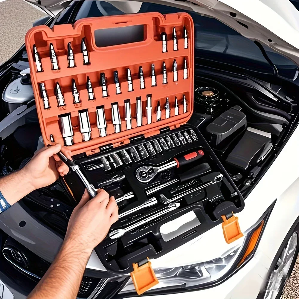 ชุดประแจท่อ 46/53 ชิ้น, ชุดประแจวงล้อ 1/4 นิ้ว, ชุดซ่อมรถยนต์ Repair Master, เหล็กอัลลอย Cr-V ตีขึ้นรูป, สำหรับซ่อมฮาร์ดแวร์