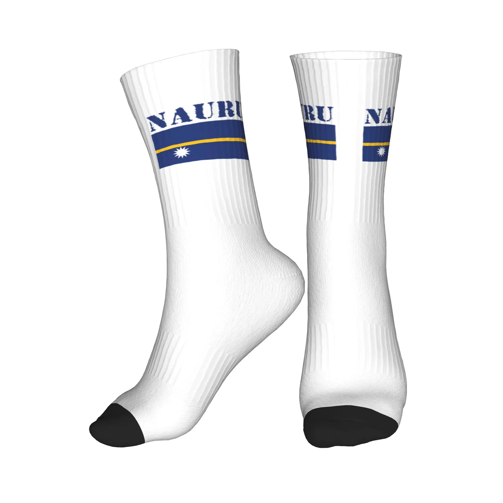 

Funny Printing Nauru Flag Socks for Men Women Stretchy Summer Autumn Winter Crew Socks