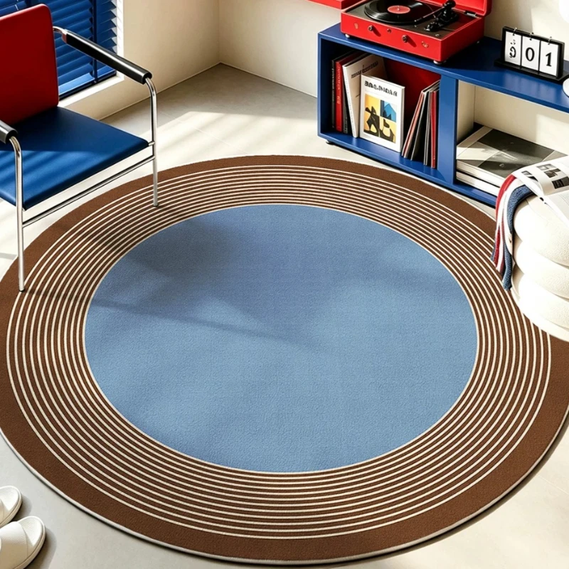 Bauhaus Style Carpets for Living Room Minimalist Color Blocking Bedroom Decor Carpet Retro Round Bedside Rug Home Soft Floor Mat