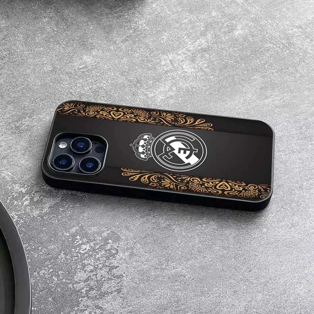 Etui na telefon z logo R-ReaL M-MaDriDS FC do iPhone 17 Air 16 15 14 Plus 13 12 11 Pro Max, dwukolorowe, twarde PC, modna osłona ochronna — zdjęcie produktu 5