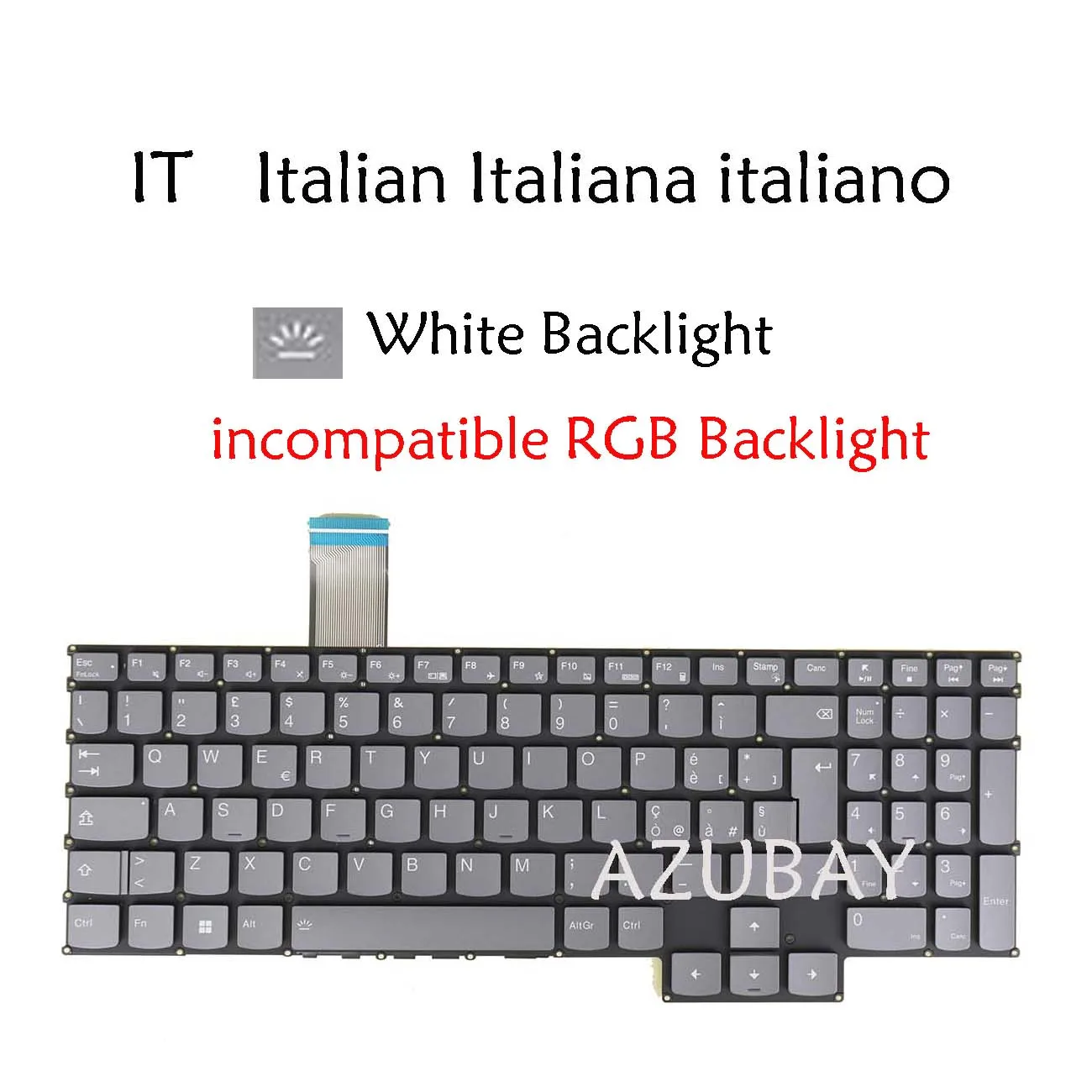 Italian White Backlit replacement Laptop Keyboard For Lenovo Legion 5 15APH9 83EG, 5 15IRX9 83JJ