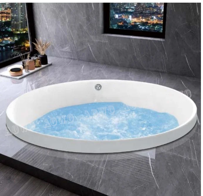 Ice Bath Indoor Round Jakuzzy For Double 2 Person Sexy Bath Tubs Drop-in LED Light Jacussiing Walk In Tub Shower Combo Bathtub