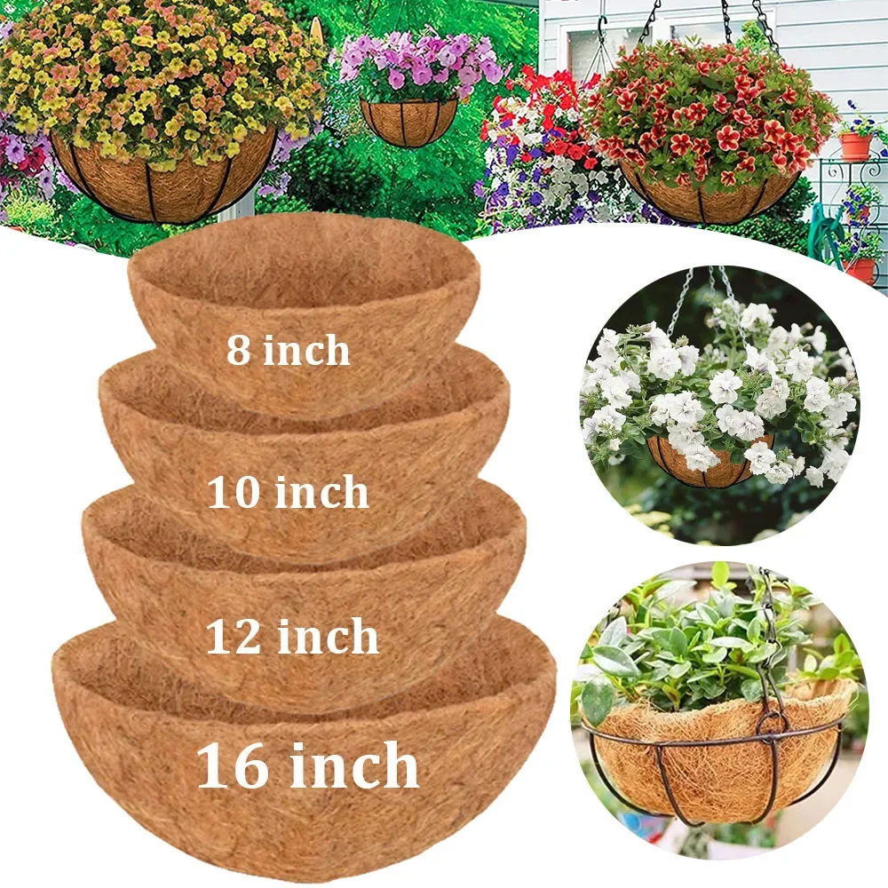 10/12/14/16 Inch Coconut Liners for Garden Planters Round Hanging Basket Liners 100% Natural Coco Coir Basket Replacement Liners