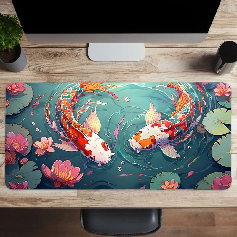 Anti-Slip Chinese Carp Mouse Pad for Office and Gaming - Large HD Keyboard Mouse Mat Natural Rubber for Comfort and Precision