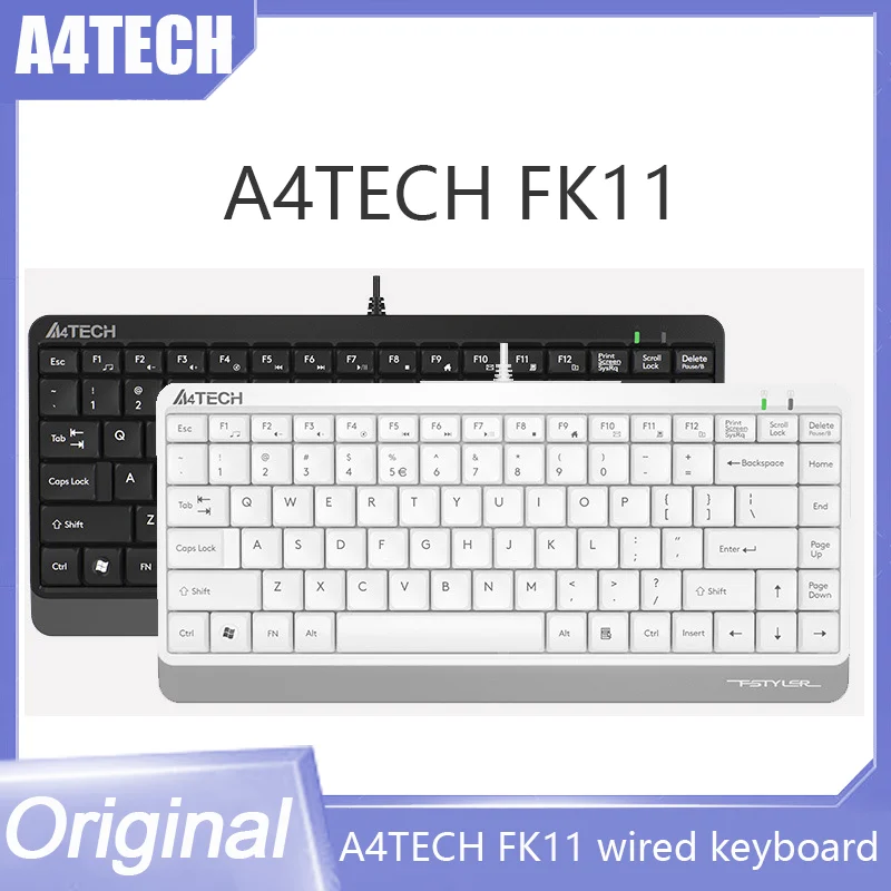 

Проводная клавиатура A4TECH Fk11, мини-клавиатура с 87 клавишами, Usb, для офиса, дома, ноутбука, бесшумная проводная