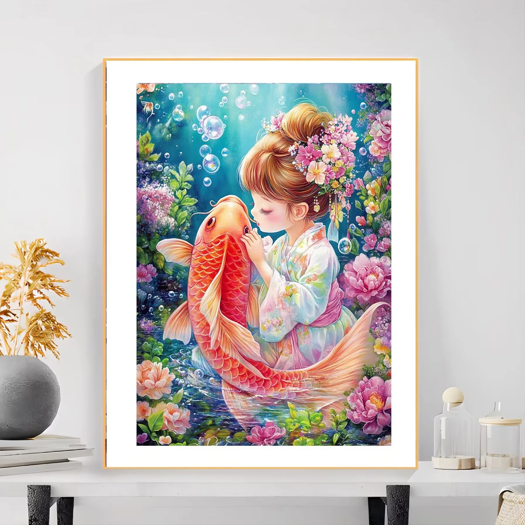 

11CT 9CT Рыба Девушка Вышивка DIY Печатные наборы Вышивка крестиком Хлопковые наборы для рукоделия Ремесла с иглами