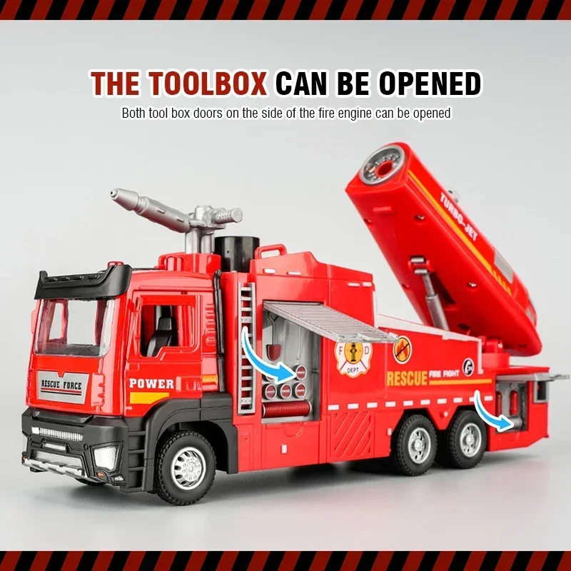 1/32 Spray Fire Engineering Alloy FireTruck Toy Die-Cast Metal Models Rescue Vehicle Pull-Back Car Models Children Toys for boys