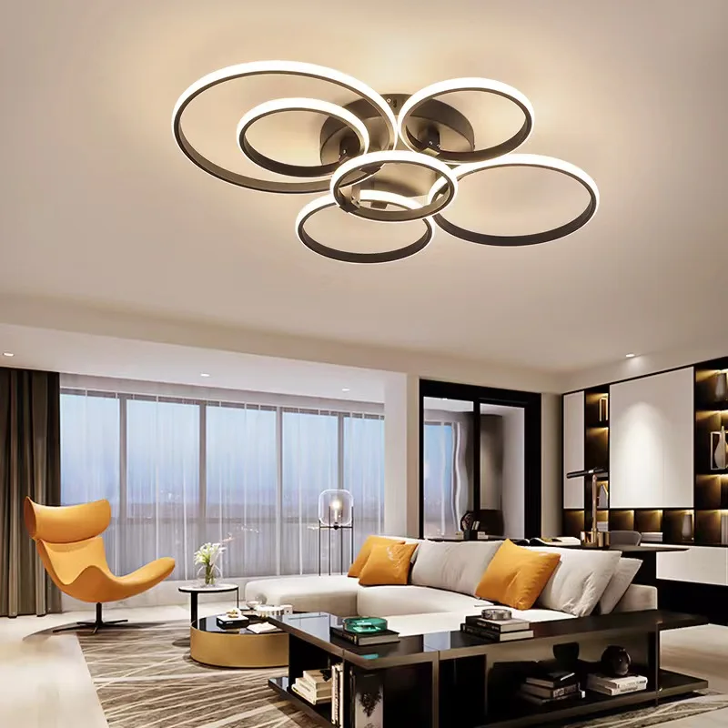 

Modern Smart Home Led Chandelier Lamp RC Dimmable APP Circle Rings For Living Room Bedroom Ceiling Chandelier Fixtures