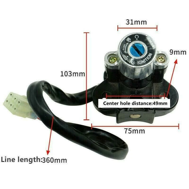 Universal Motorcycle Ignition Switch With 2 Keys For Honda Kawasaki ATV Moto Accessories Motorbike Start Switch Door Locks Parts