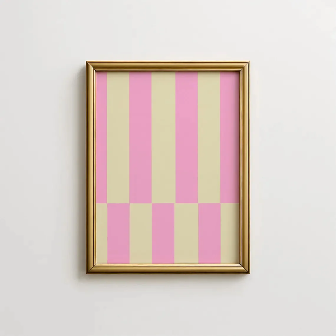 2D Flat, 2D Flat, 1pc Wall Decor, a Retro Poster Featuring Pink And Yellow Stripes, a Vertical Canvas Artwork, a Distinctive