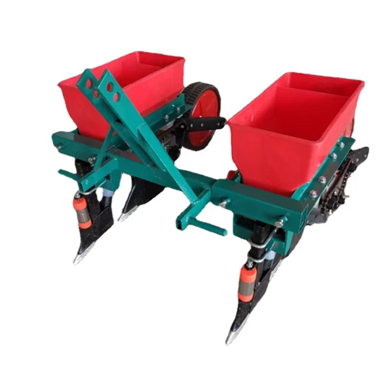 Corn fertilizer precision seeder walking tractor four-wheel support double row no-tillage seeding and fertilization