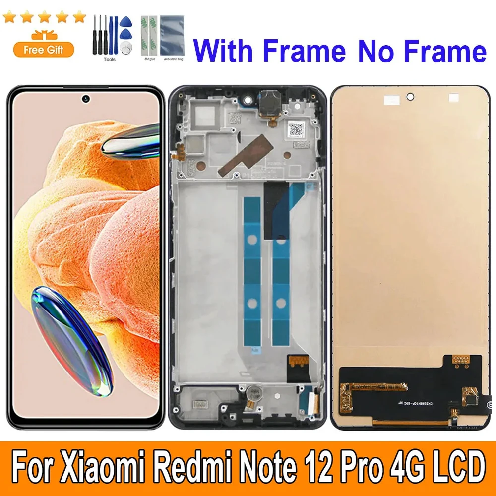 For Xiaomi Redmi Note 12 Pro 4G  ‎2209116AG LCD Display With Frame Touch Digiziter Assembly For Note12Pro 4G Screen Replacement