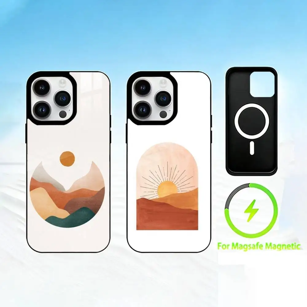 

M-Minimalist paintingphone Phone Case For iPhone 17 16 15 14 13 12 Pro Max Plus for Mirror Wireless Magnetic Cover