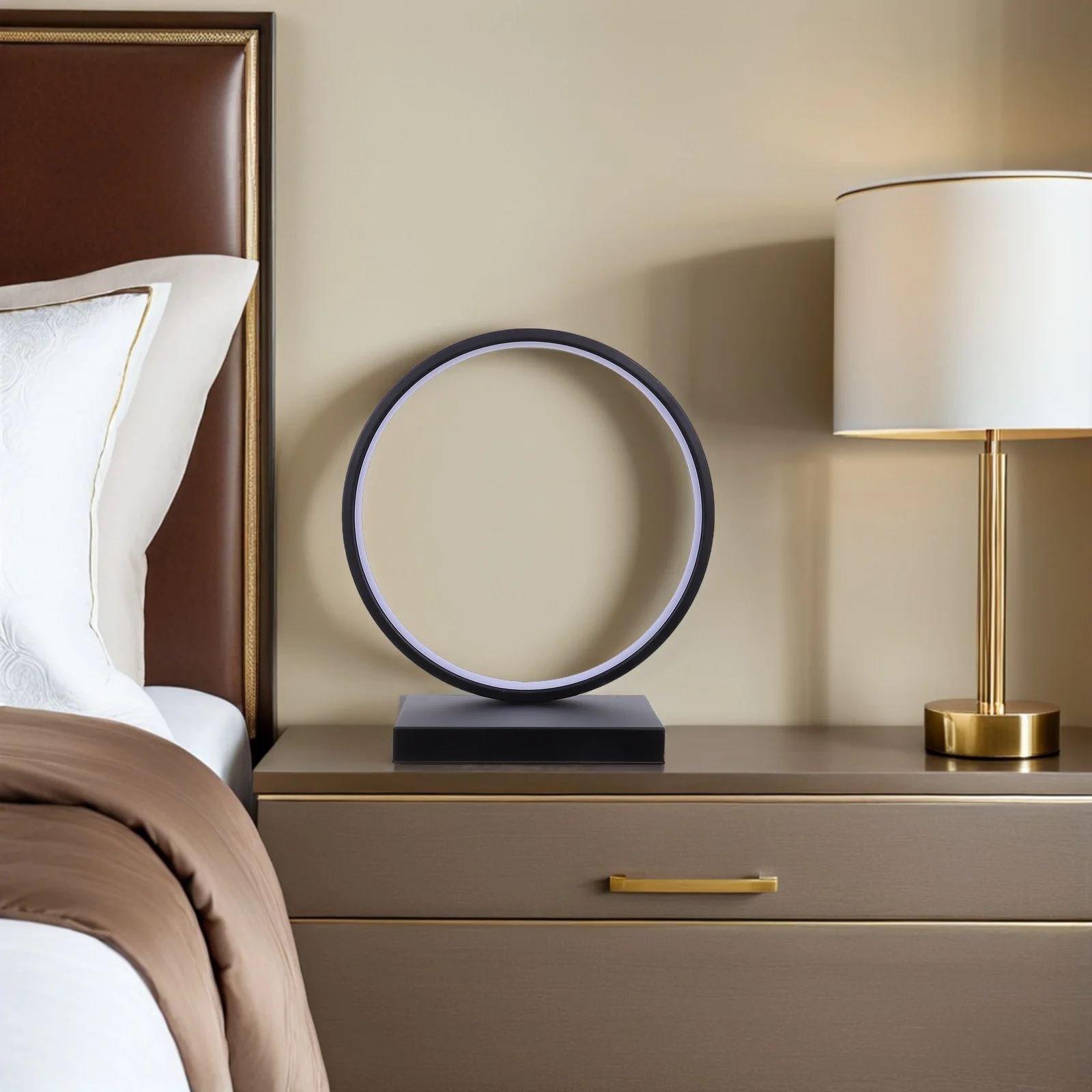 

Led Circle Light, Zen-Inspired Design, Adjustable Brightness, Eye-Friendly Night Lamp For Bedroom Living Room, Modern