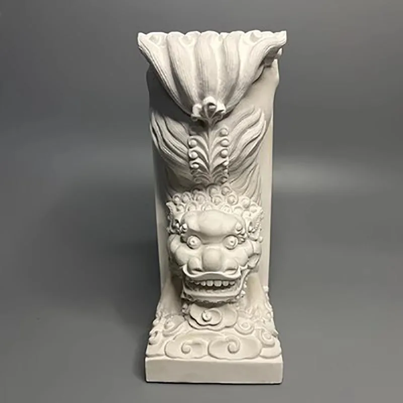 Chinese Stone Lion Kirin Vintage Bookstore Office Study, Desk Book Storage Home Decoration