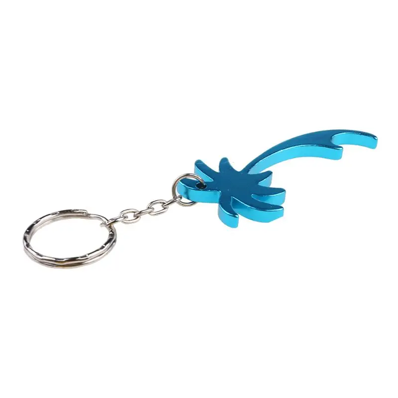 Durable Aluminum Keyring for Palm Tree Beer Bottle Can Opener Keychain Outdoor Tool Car for Key Ring Jewelry Decor Unise