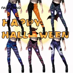 NADANBAO Scarry legginsy śmieszne spodnie z nadrukiem dyni impreza z okazji Halloween spodnie seksowne elastyczne rajstopy damskie wakacje odzież damska